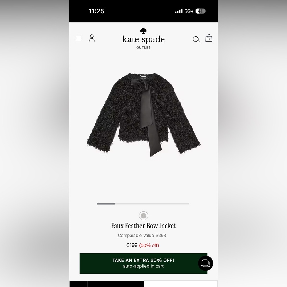 Kate Spade Black Faux Feather Bow Jacket